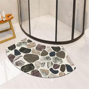 Imagem de Tapete De Banho De Terra Diatomácea Curva, Tapete De Piso Super Absorvente Em Leque, Tapetes De Banheiro De Secagem Rápida, Tapetes De Chuveiro, Banheira Antiderrapante Para Chuv, I, 40X75