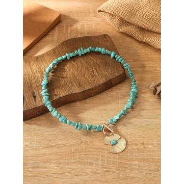 Imagem de Colar masculino de contas ajustável com contas de pedra vulcânica e pedras negras boêmio, joia de surfe, presente para ele, corrente de contas em camadas para presentes de aniversário, Medium, Latão