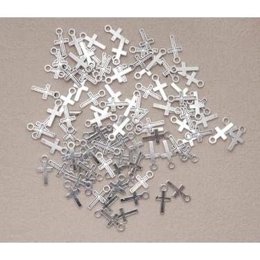 Imagem de 100 peças mini pingente de cruz de metal para fazer joias, encontrar, colar, pulseira, brinco, marcador de livro, chaveiro, faça você mesmo, acessórios artesanais, suprimentos, one size, Metal, Sem
