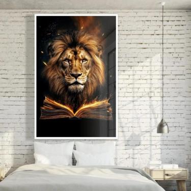 Imagem de Quadro Leão De Judá Com Bíblia - 70X50Cm