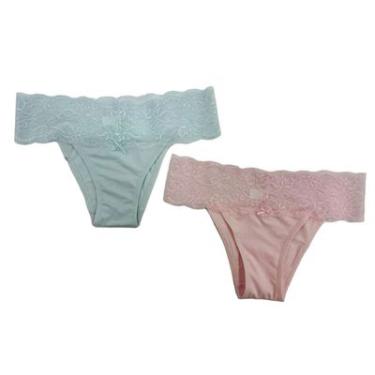 Imagem de KIT 2 CALCINHAS BASIC+ LINGERIE ROSA CLARO/VERDE CLARO G