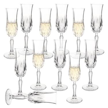 Imagem de Conjunto de 12 taças de champanhe vintage premium de 125 g, taças de champanhe vintage em relevo, copos cordiais em relevo, copos de vinho espumante elegantes para aniversário, casamento, aniversário