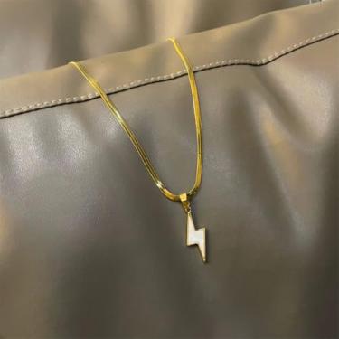 Imagem de Colar masculino e feminino punk hip hop, moderno, retrô, minimalista, com pingente de relâmpago, joia de presente, one size, Metal, Sem Pedra Preciosa