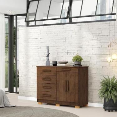 Imagem de Cômoda Sapateira 5 Gavetas 2 Portas 122 Cm Siri 20019 Vlr Imbuia - MIL