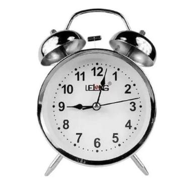 Imagem de Relógio Despertador Metal Estilo Antigo Retrô Sino Super Alto Pilha Mesa Portátil