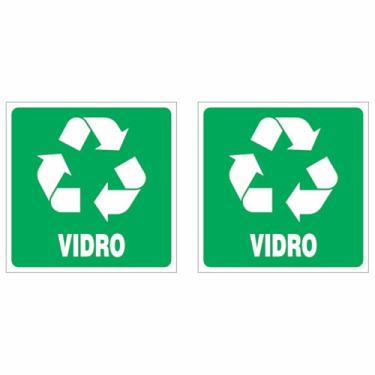 Imagem de Adesivo Coleta Seletiva Identificação de Lixeiras Kit 12x12cm - Plástico, Papel, Metal, Orgânico, Vidro, Borracha, Reciclável (Vidro - Verde)