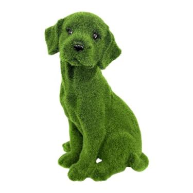 Imagem de IEUDNS Estátua de cachorro flocado para jardim, escultura decorativa para jardim, estatueta de cachorro flocado para, 16cm X 22cm X 34cm