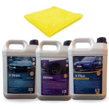 Imagem de Kit X Grax + Activex + X Plus Limpeza Automotiva Completa 5l - X Quími