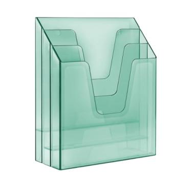 Imagem de Organizador de Papel, Organizador de Documentos Vertical Triplo para Escritório, 24x12x33.5cm(Verde Clear)