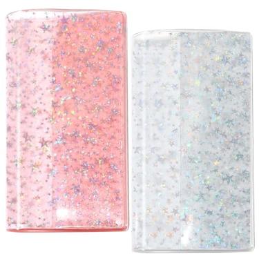 Imagem de Feifeiya 2 peças de capa de geleia de estrela com glitter para planejadores e cadernos, capa protetora com glitter para agenda de semanas, diário (transparente e rosa, 19 x 21 cm)