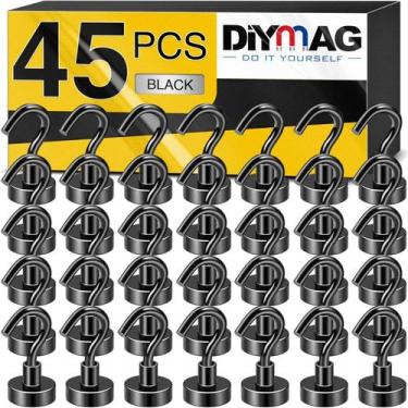 Imagem de Ganchos magnéticos DIYMAG Extra Strong para geladeira (45P-Black)