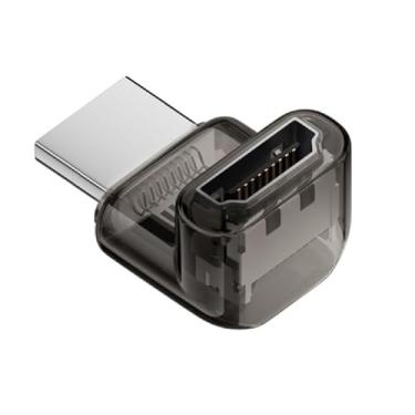 Imagem de cablecc UHD 8K 60hz Up Angled 90 graus HDMI 2.1 fêmea para HDMI macho extensor adaptador de extensão transparente com Smart LED HDTV