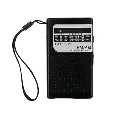 Imagem de Mini Rádio Portátil Retrô FM/AM de Bolso com Fone P2 – Alta Sensibilidade, Som Nítido e Design Clássico Vertical (Preto)