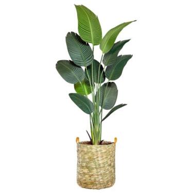 Imagem de Bananeira Artificial Planta Vaso Palha Cesto Arranjo Grande - Flor Imp