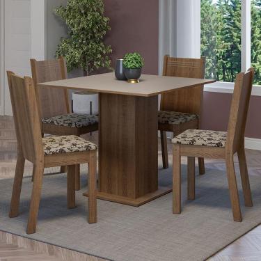 Imagem de Conjunto Sala De Jantar Mesa Tampo De Madeira 4 Cadeiras Rustic/crema/bege Marrom Samara Madesa Rustic/crema/bege Marrom