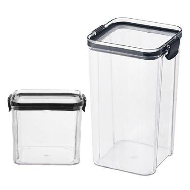 Imagem de Pote Hermetico Conserva Tampa Com Trava Kit 2 Unidades Acrilico Transparente Alimento Mantimento