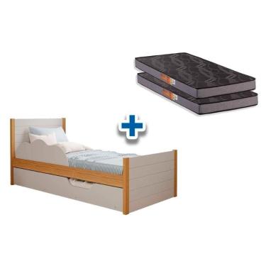 Imagem de Colchão Solteiro Pérola Gray Polar (2un) + Bicama Elza Nature/Off White