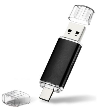 Imagem de Flash Drive USB C de 64 GB Dual USB 3.0 Tipo C + USB A Portátil Tipo-C Pen Drive 2 em 1 USB-C para Smartphone Tablet Computador Mac iPhone 15 Preto