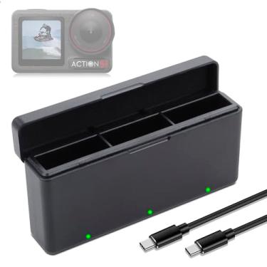 Imagem de Carregador de bateria Osmo Action 5 Pro compatível com DJI OSMO 360/Action 5 Pro capa de carregamento rápido com cabo tipo C, capa totalmente compatível com bateria DJI Osmo Action 5 Pro