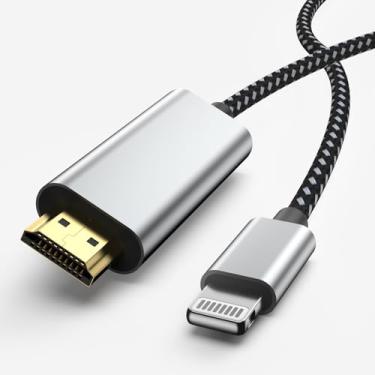 Imagem de [Certificação Apple MFi] Adaptador de cabo Lightning para HDMI da Apple, adaptador Lightning para AV digital 1080p, conector de tela de sincronização compatível com iPhone 14 13 12 11 Pro Max XS XR X