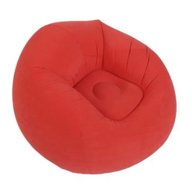 Imagem de Pssopp Espreguiçadeira Inflável, Material de Flocagem Macio Em PVC que Economiza Espaço, Design Ergonômico, Cadeira Inflável Multifuncional para Quarto e Sala de Estar (Vermelho)