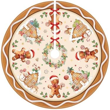 Imagem de Saia para árvore de Natal, 91 cm, decoração de árvore de Natal, para decoração de árvore de Natal, decoração fofa para casa, feriado, festa de Natal, ambientes internos e externos (marrom, 91 cm)