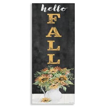 Imagem de Stupell Industries Arte de parede em tela Hello Fall com buquê de girassol, design de Cindy Jacobs, 76 x 33