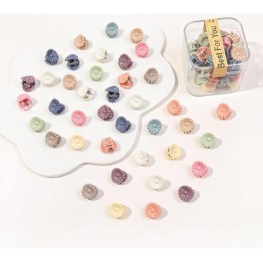 Imagem de 40 peças de grampos de cabelo para mulheres – Mini grampos de garra em forma de flor, lindas garras coloridas para penteados grossos finos médios finos, acessórios de cabelo de plástico durável para