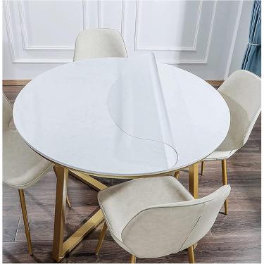 Imagem de Toalha De Mesa Redonda De Pvc Transparente, Toalha De Mesa De Plástico Com Vidro Macio, Capa De Mesa Transparente, Toalha De Mesa Transparente Com Espessura De 1,0 Mm, To, Color, 57.1 inch (Round)