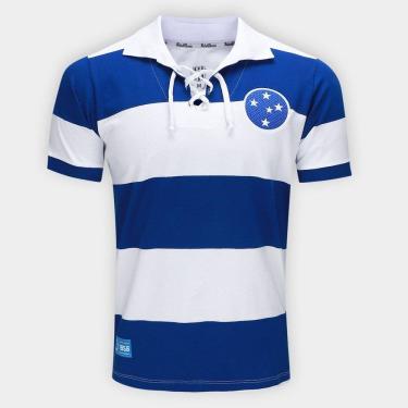 Imagem de Camiseta Retro Cruzeiro Titulo Mineiro 1956 Branco Azul Masculino