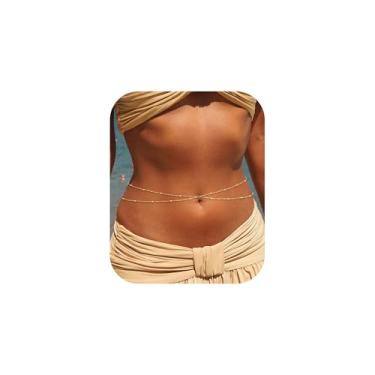 Imagem de HABIKIP Corrente de cintura banhada a ouro 14K para mulheres, banhado a ouro em camadas, zircônia cúbica, coração, pérola, cinto, sexy, biquíni, praia, contas, corrente, caixa de cobra, acessórios de