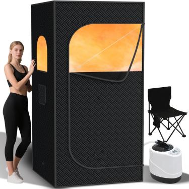 Imagem de Nirvix Sauna portátil atualizada para casa, cadeira dobrável, vaporizador de alta capacidade de 3L, caixa de sauna para relaxamento, desintoxicação, barraca de sauna pessoal com controle remoto, para