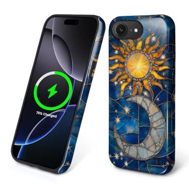 Imagem de Flivro Capa magnética para iPhone 16e, compatível com Magsafe, amortecedor interno de silicone rígido de policarbonato, antiarranhões, capa fina à prova de choque para iPhone 16e - vidro manchado céu