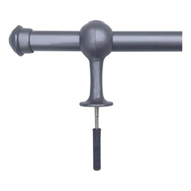 Imagem de Varão De Cortina 19mm Com Ponteiras E Suportes – Cabo De Madeira 1m Clássico E Elegante Para Ambientes Rústicos (Cinza)