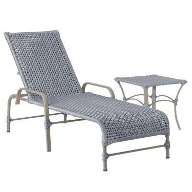 Imagem de Espreguiçadeira Catar Mesa Corda Náutica Piscina Alumínio Prata