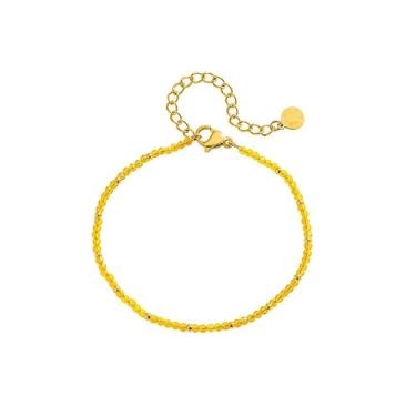 Imagem de See Sea Joias à prova d'água – Pulseira fina de quartzo natural – revestido de PVD em ouro amarelo 18 k em aço inoxidável cirúrgico – Hipoalergênico garantido – À prova de suor/à prova d'água/sem