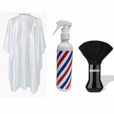 Imagem de Kit Basico Barbeiro Cabeleireiro Capa De cetim Com Zíper + Borrifador 