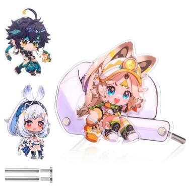 Imagem de 2-in-1 Anime Game Character Acrylic Stand Includes 3 Characters and a Sofa - Can Be Used as a Display Stand or Fridge Magnet