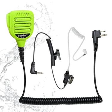 Imagem de WODASEN Microfone de alto-falante Walkie Talkie IP65 à prova d'água, microfone de rádio remoto resistente, microfone de lapela de mão, verde com conector de áudio de 3,5 mm para CP100 CP185 CP200d