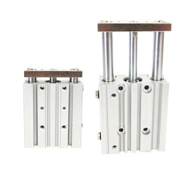 Imagem de UHFILYQBA MGPM com furo de haste guia 12/16 / 20/25 / 32 / 40 mm curso 10-175 mm cilindro guia compacto cilindro pneumático fino de três eixos (viagem 100 mm, MGPM16)