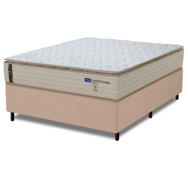 Imagem de Cama Box King Probel Molas Ensacadas Pillow Top 193x203x68cm Guarda Costas Genova Branco/bege Branco / Bege
