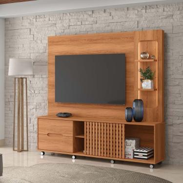 Imagem de Estante Home Brise Para Tv Até 70 Polegadas 1 Porta Correr 2 Gavetas E Rodízio Jequitibá - Lukaliam