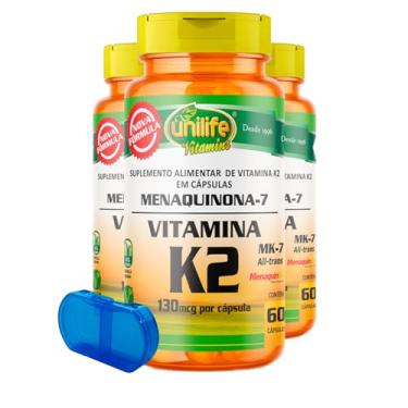 Imagem de Vitamina K2 - Menaquinona Unilife 60 Cápsulas 3un + Porta Cápsulas