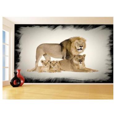 Imagem de Papel De Parede Animais Leão Família Filhotes 3,5M Anm541 - Você Decor