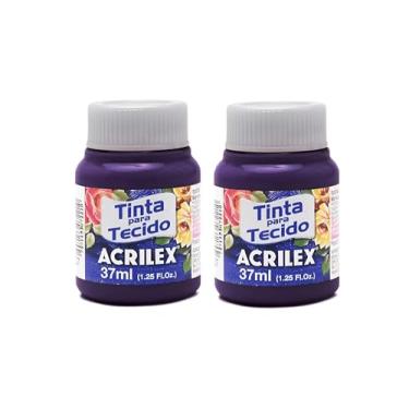 Imagem de Kit 2 Tintas Para Tecido Fosca Acrilex 37ml Violeta 516 | Alta Cobertura, Fixação a Frio, Resistente a Lavagens, Pronta Para Uso e Alto Rendimento