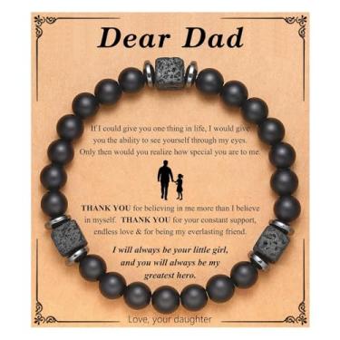 Imagem de Pulseira To My Man Love Gifts for Him Dad Husband Brother Son Grandpa Lava Stone Bead Bracelet with Card, Medium, Latão, Sem Pedra Preciosa