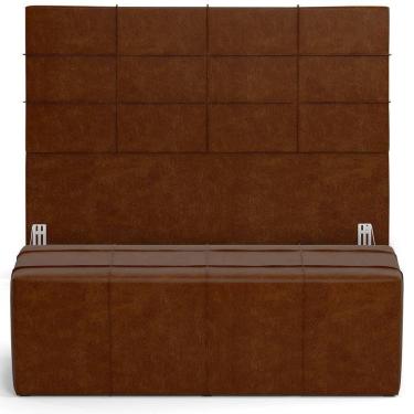 Imagem de Kit Cabeceira Cama Box Queen 160cm Com Calçadeira Roma W01 Couríssimo Marrom - Lyam