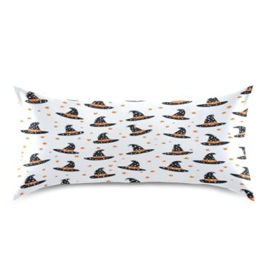 Imagem de Blueangle Capa de almofada de cetim com desenhos animados de bruxa para cabelo e pele, tamanho king size (50,8 x 101,6 cm) - Capas de almofada de cetim refrescantes com fecho de envelope (572)