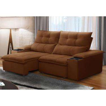 Imagem de Sofá Retrátil e Reclinável 3 Lugares 210cm com Porta Copos e Objetos B