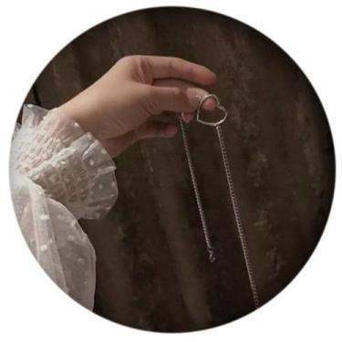 Imagem de Colar Corrente Coração Vazado Prateado Gargantilha - DCXAM